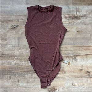 Skims Cotton Jersey Bodysuit in Garnet